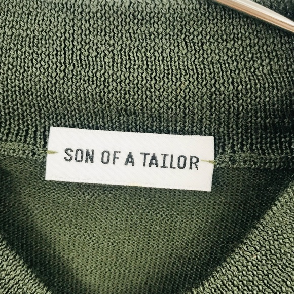 Son Of A Tailor Crewneck Merino Wool Knit Sweater Olive Green Size Small - Picture 2 of 4